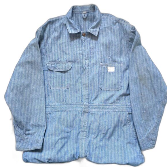 Vintage Big Mac Men's Blue Striped Denim Jacket - Picture 1 of 15